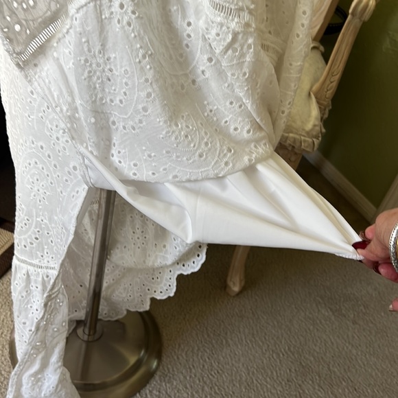 Simplee White Babydoll Eyelet Crochet Maxi Dress - Picture 13 of 15